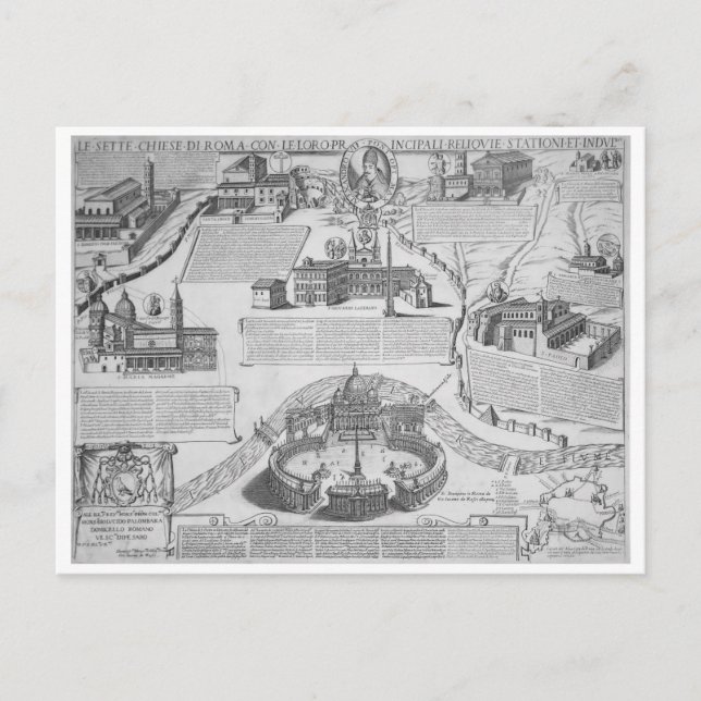 Charta Postalis Indulgentiae VII Ecclesiarum Urbis Postkarte (Vorderseite)