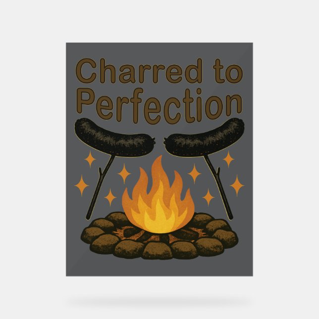 Charted to Perfection Funny Campfire Hot Dog Acrylschild (Vorderseite)