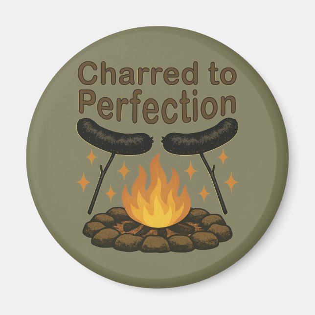 Charted to Perfection Funny Campfire Hot Dog Magnet (Vorne)