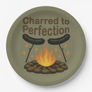 Charted to Perfection Funny Campfire Hot Dog Pappteller