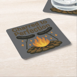 Charted to Perfection Funny Campfire Hot Dog Rechteckiger Pappuntersetzer