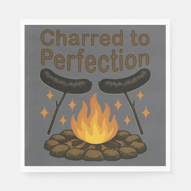 Charted to Perfection Funny Campfire Hot Dog Serviette (Vorderseite)
