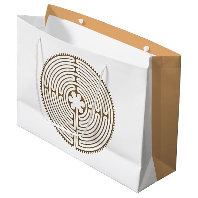 Chartres Labyrinth antiker Stil + Ihre Ideen Große Geschenktüte (Vorderseite Schrägansicht)