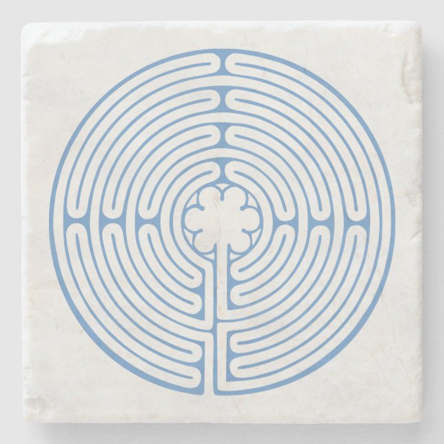 Chartres Labyrinth Blue Steinuntersetzer (Vorderseite)