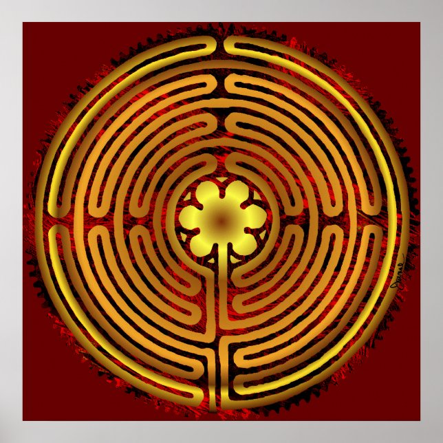 Chartres Labyrinth Fire Flame Print Poster (Vorne)