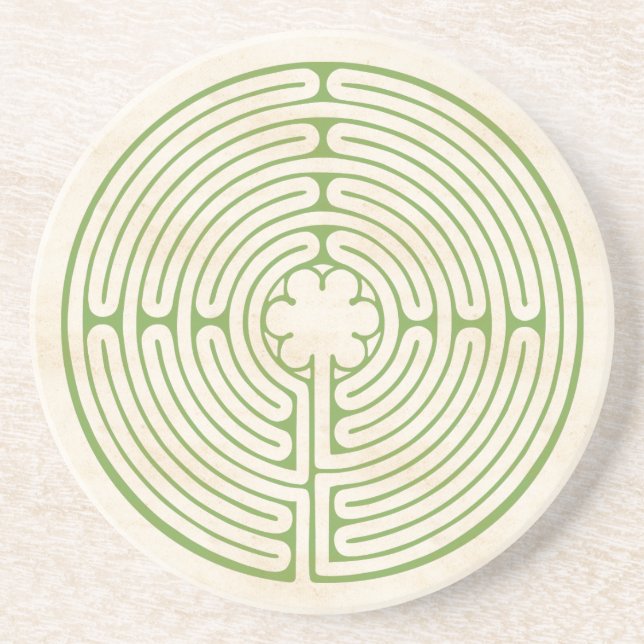 Chartres Labyrinth Green Sandstein Untersetzer (Vorne)