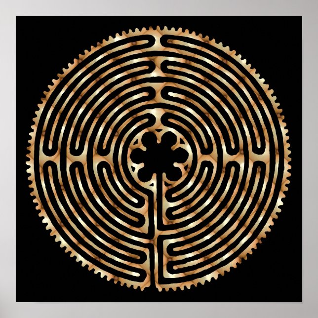 Chartres Labyrinth Pearl Dark Paths Print Poster (Vorne)