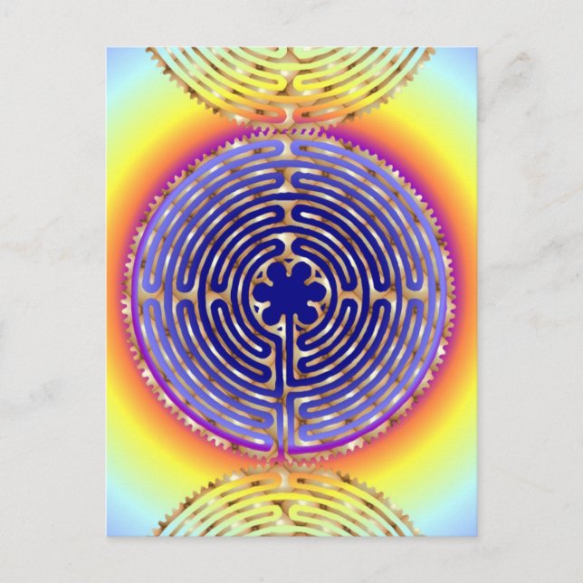 Chartres Labyrinth Pearl Light Paths Postcard Postkarte (Vorderseite)