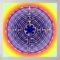 Chartres Labyrinth Pearl Light Paths Print Print