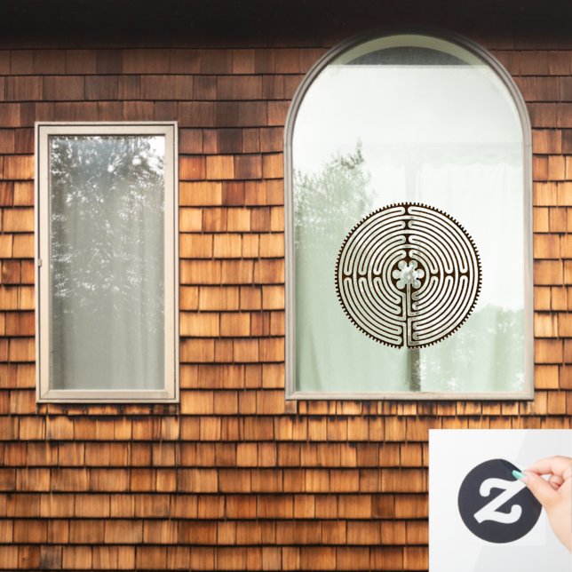 Chartres Labyrinth - Spirituelles Symbol Antique 1 Fensteraufkleber (Fenster Zuhause)