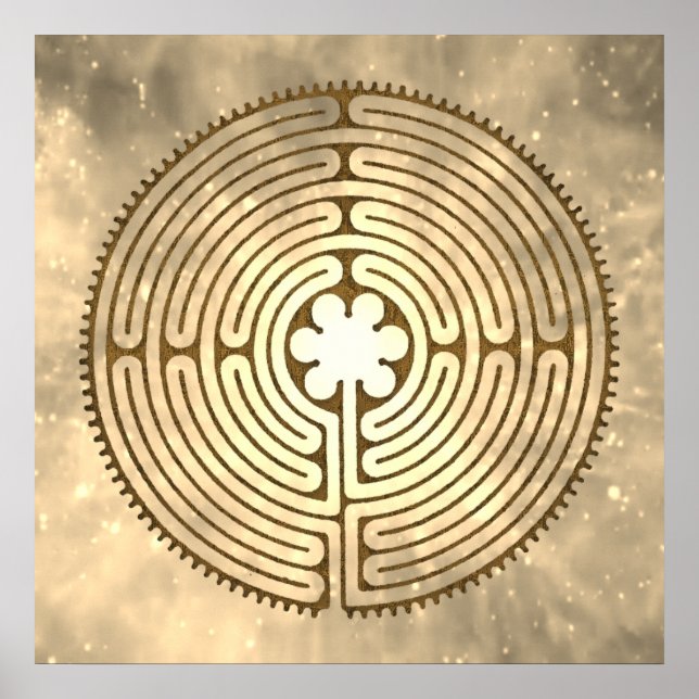 Chartres Labyrinth - Spirituelles Symbol Antique 1 Poster (Vorne)