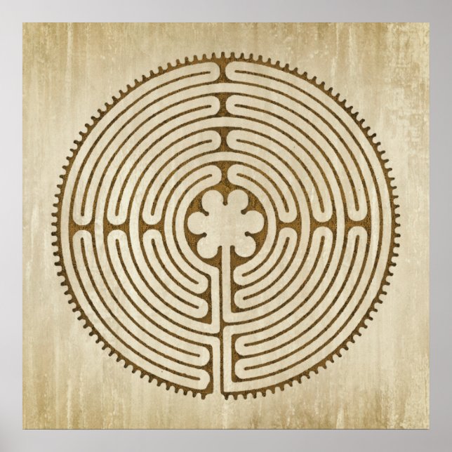 Chartres Labyrinth - Spirituelles Symbol Antique 1 Poster (Vorne)