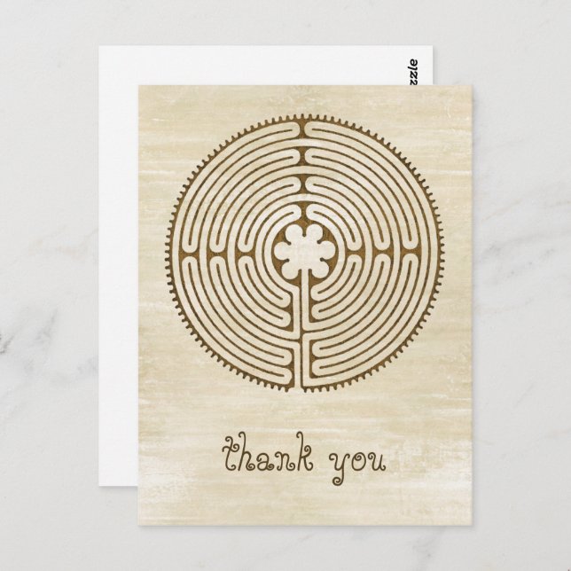 Chartres Labyrinth - Spirituelles Symbol Antique 1 Postkarte (Vorne/Hinten)