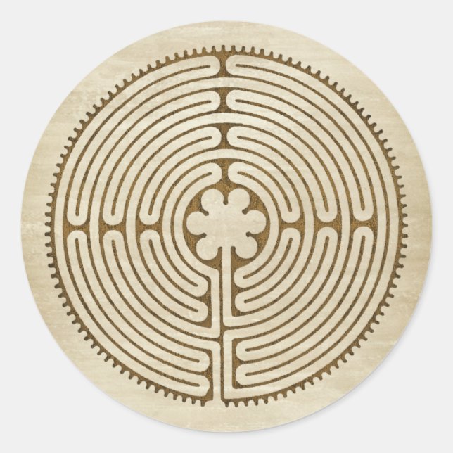 Chartres Labyrinth - Spirituelles Symbol Antique 1 Runder Aufkleber (Vorderseite)