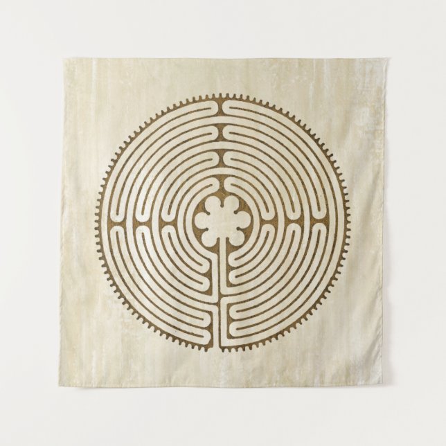 Chartres Labyrinth - Spirituelles Symbol Antique 1 Wandteppich (Vorderseite)