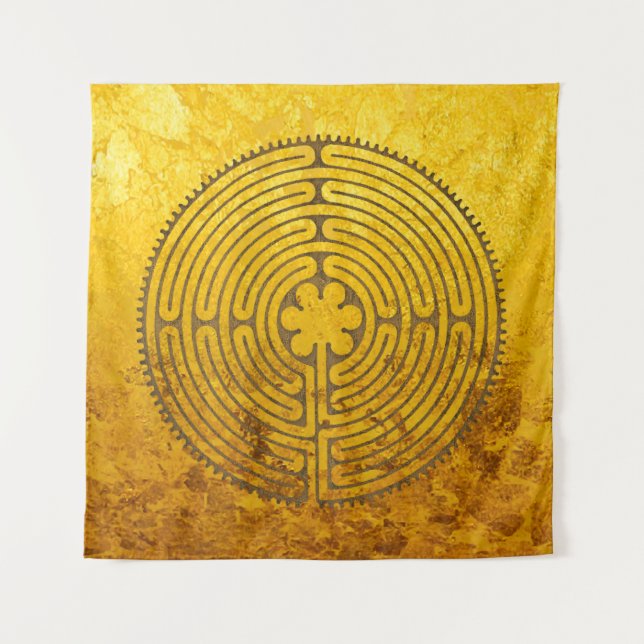 Chartres Labyrinth - Spirituelles Symbol Antique 1 Wandteppich (Vorderseite)
