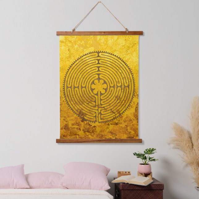 Chartres Labyrinth - Spirituelles Symbol Antique 1 Wandteppich Mit Holzrahmen (Schlafzimmer)