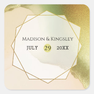 Chartreuse Abstrakt 💚 ✨ Phantastische Hochzeit Quadratischer Aufkleber