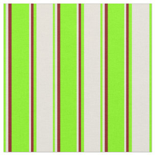 Chartreuse, Beige und Maroon Streifen Stoff
