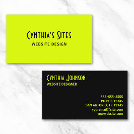 Chartreuse & Black Business Card Visitenkarte
