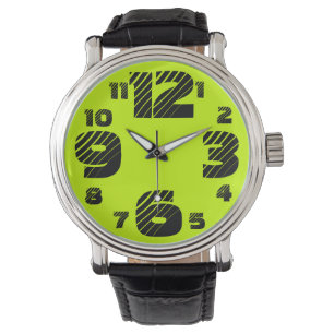 Chartreuse/Black Men's Big-Number Watch Armbanduhr