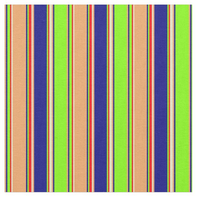 Chartreuse, Blue, Brown, Goldenrod, Red Lines Stoff (Nahaufnahme)