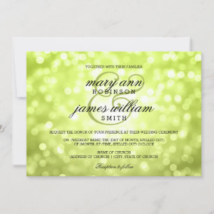 Chartreuse Bokeh Lights Elegante Hochzeit Einladung