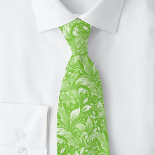 Chartreuse Botanischer Batik Krawatte