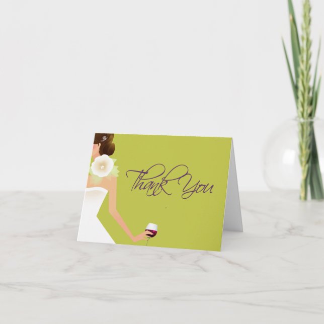 Chartreuse Brautparty wine Vielen Dank Dankeskarte (Vorderseite)