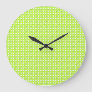 Chartreuse Bright Lime Green Pattern - Diamonds Große Wanduhr