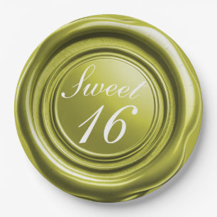 Chartreuse Candle Wax Siegel Tropfen Sweet 16 Wedd Pappteller