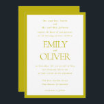 Chartreuse Elegant Classic Wedding Parents Host Einladung<br><div class="desc">Make your wedding announcement unforgettable with our Formal Elegant Wedding Invitation Template. Perfectly crafted for parents hosting the special day, this chartreuse green and white invitation features a simple frame and elegant typography for the spouse's names and the wedding information. Fully customizable, this template allows you to personalize every detail...</div>