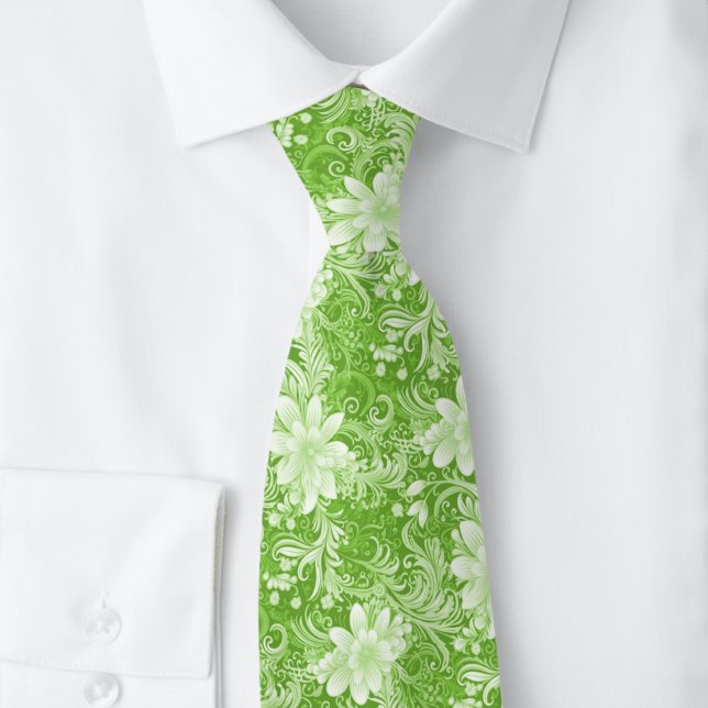 Chartreuse Floral Batik Krawatte (Von Creator hochgeladen)