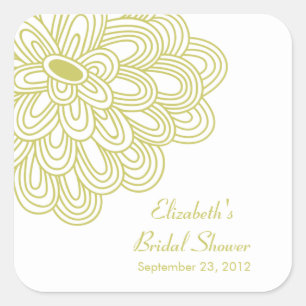Chartreuse Floral Blume Brautparty Fevor Quadratischer Aufkleber