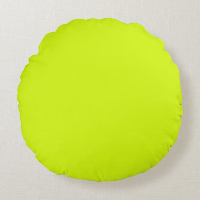 Chartreuse Gelb einfarbig Rundes Kissen (Vorderseite)