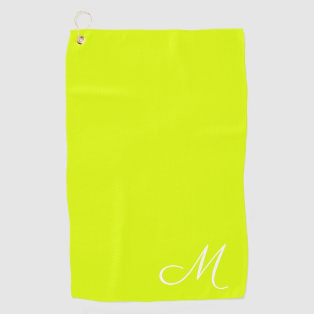 Chartreuse gelb - mit Monogramm Golfhandtuch (Vorderseite)