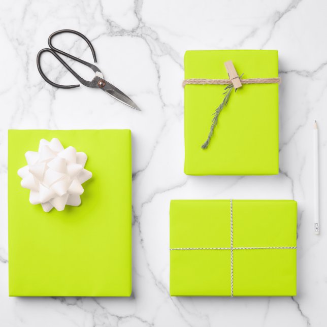 Chartreuse Gelbe Farbe Geschenkpapier Set (Vorderseite)