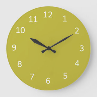 Chartreuse Gelblich Grün Einfarbige Minimalistisch Große Wanduhr