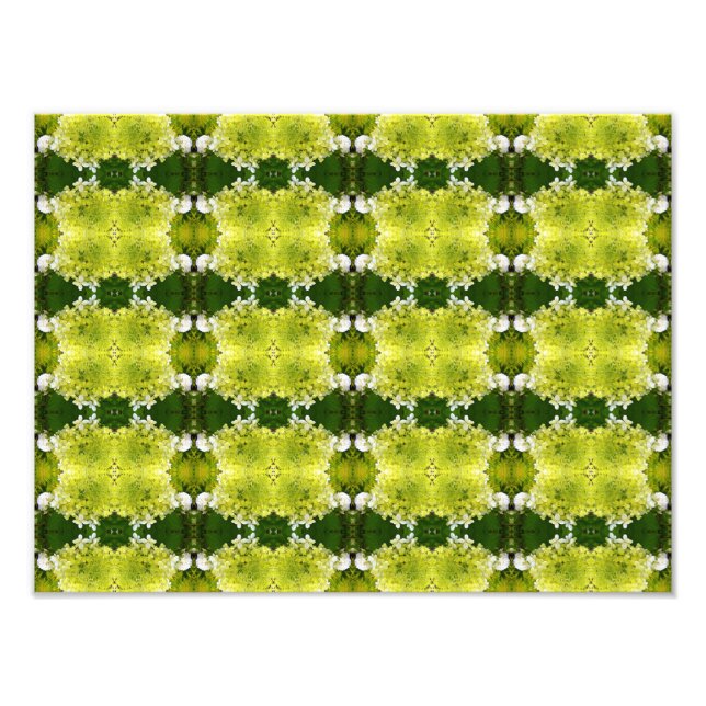 Chartreuse Green Abstrakt Hydrangea Blooms Muster Fotodruck (Vorne)