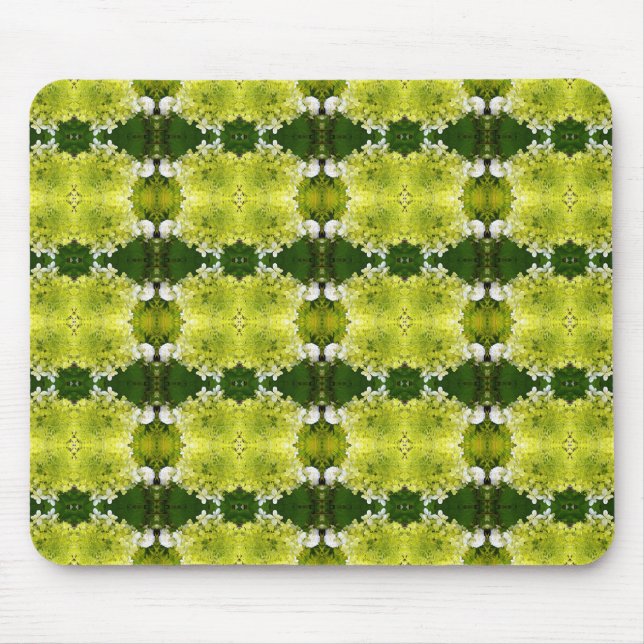 Chartreuse Green Abstrakt Hydrangea Blooms Muster Mousepad (Vorne)