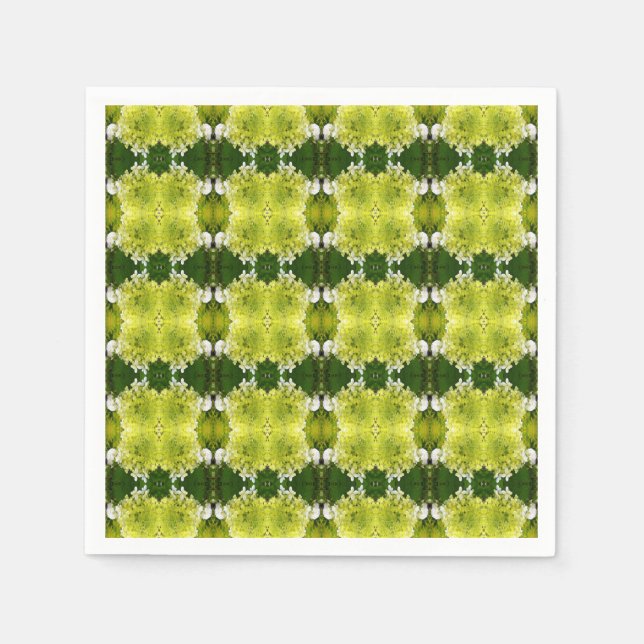 Chartreuse Green Abstrakt Hydrangea Blooms Muster Serviette (Vorderseite)