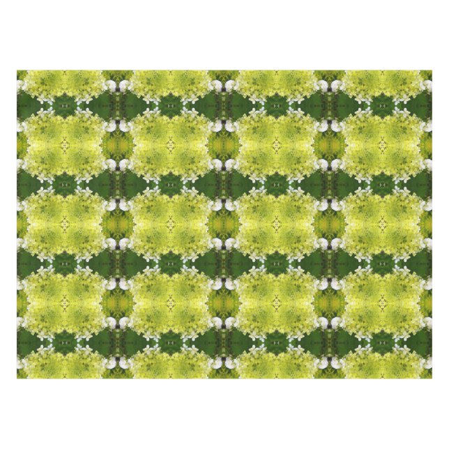 Chartreuse Green Abstrakt Hydrangea Blooms Muster Tischdecke (Vorderseite (Horizontal))