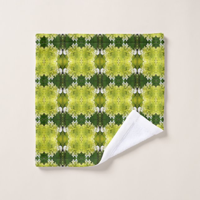 Chartreuse Green Abstrakt Hydrangea Blooms Muster Waschlappen (Waschlappen)