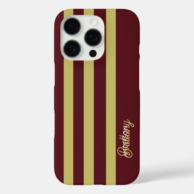Chartreuse Green and Burgundy Stripes Pattern  Case-Mate iPhone Hülle (Rückseite)