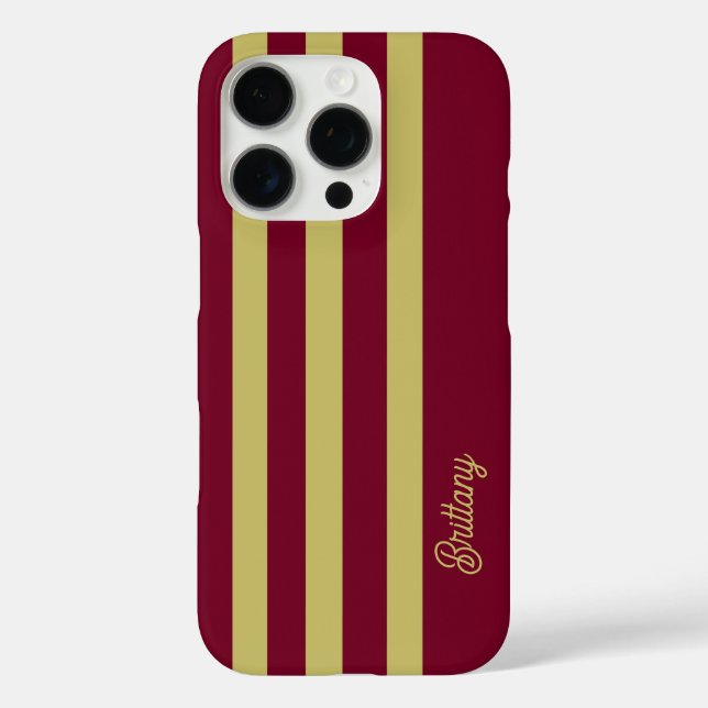 Chartreuse Green and Burgundy Stripes Pattern  Case-Mate iPhone Hülle (Rückseite)