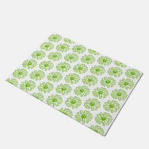 Chartreuse Green Daisy Print, Hippie Blume Print Fußmatte