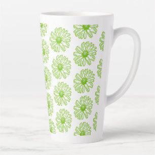 Chartreuse Green Daisy Print, Hippie Blume Print Milchtasse