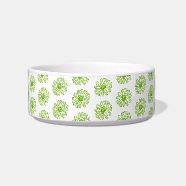 Chartreuse Green Daisy Print, Hippie Blume Print Napf (Vorderseite)