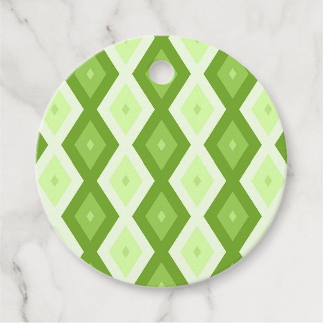 Chartreuse green diamond pattern geschenkanhänger (Vorderseite)