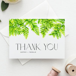 Chartreuse Green Fern Blätter Garland Wedding Dankeskarte
